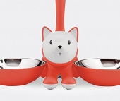 Tigrito dubbel kattskål, Red Orange, Alessi- AMMI09 RO Tigrito dubbel kattskål, Red Orange, Alessi- AMMI09 RO